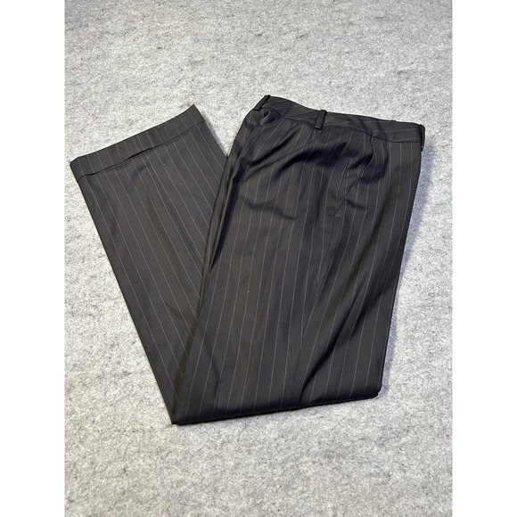 Petite Sophisticate Black Wool Silk Blend Pinstripe Women's Pants Size 0 Cuffed - Picture 1 of 11